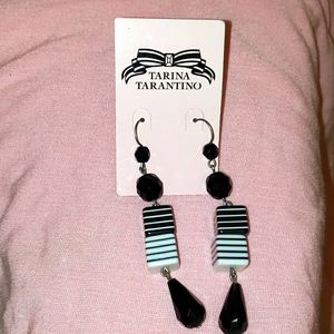 Tarina Tarantino drop earrings b&w stripes